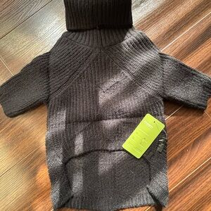 Black Dog Cat Knit Turtleneck Sweater Size L by Fitwarm New